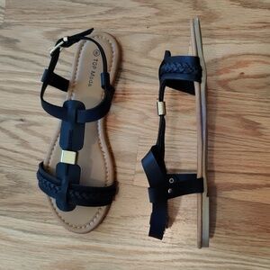 Top Moda Black Braided Sandals, NWT